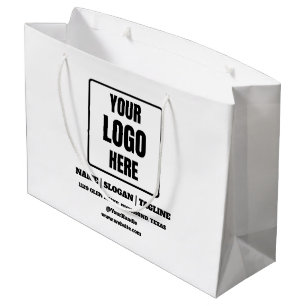 Grand Sac Cadeau Logo personnalisé pour petites entreprises en noir