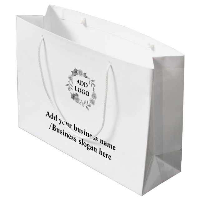 Grand Sac Cadeau Logo personnalisé simple et élégant ici société gr (Dos Angle)