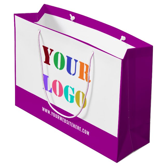 Grand Sac Cadeau Logo Personnalisé Texte Professionnel Sacs-Cadeaux (Dos Angle)