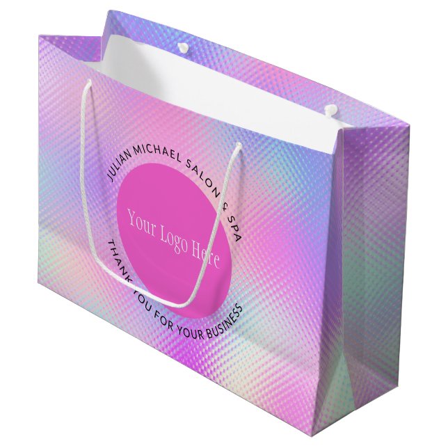 Grand Sac Cadeau Logo promotionnel élégant pour entreprises Hologra (Devant Angle)