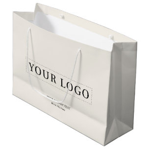 Grand Sac Cadeau Logo simple minimaliste pour entreprise en ivoire