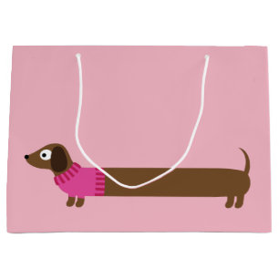 Grand Sac Cadeau Longue illustration mignonne de teckel