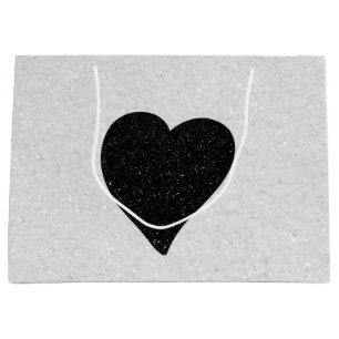 Grand Sac Cadeau Love Heart Black Parties scintillant Valentine's
