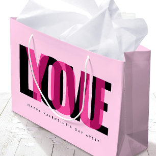 Grand Sac Cadeau Love You Nom personnalisé Joyeuse Saint-Valentin R