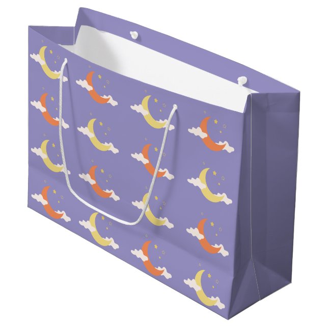 Grand Sac Cadeau Lune et étoiles (Devant Angle)