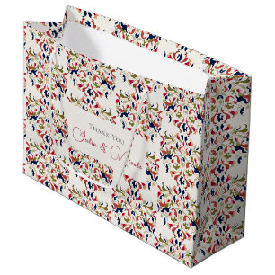 Grand Sac Cadeau Luxe Artistique Botanique Floral Mariage Paisley