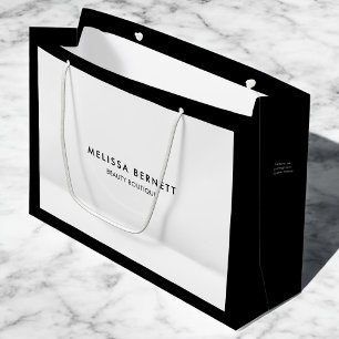 Grand Sac Cadeau Luxe Minimaliste Noir Blanc Entreprise