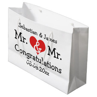 Grand Sac Cadeau M. et M. Mariage de Red Heart Personnalisé