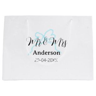 Grand Sac Cadeau M. et Mme ajoutent le nom de famille date année nœ