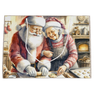 Grand Sac Cadeau M. et Mme Clause Jolie Noël