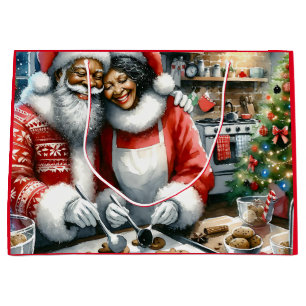 Grand Sac Cadeau M. et Mme Clause Jolie Noël