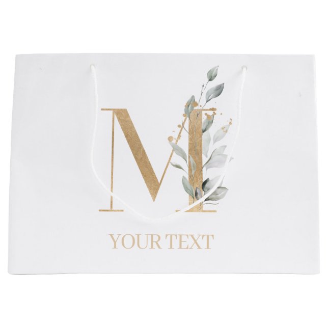 Grand Sac Cadeau M Monogramme Floral Personnalisé (Devant)