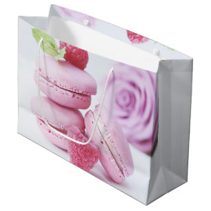 Grand Sac Cadeau Macarons framboise rose Photo Pâtisserie Française
