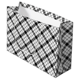Grand Sac Cadeau MacFarlane tartan noir blanc plaid