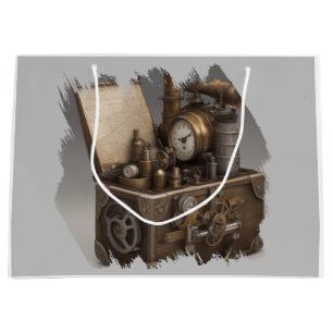 Grand Sac Cadeau Machine à temps Steampunk - Vintage coffre au trés