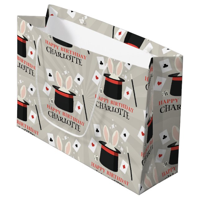 Grand Sac Cadeau Magicien Show Magicien Enfants Anniversaire Nom pe (Devant Angle)