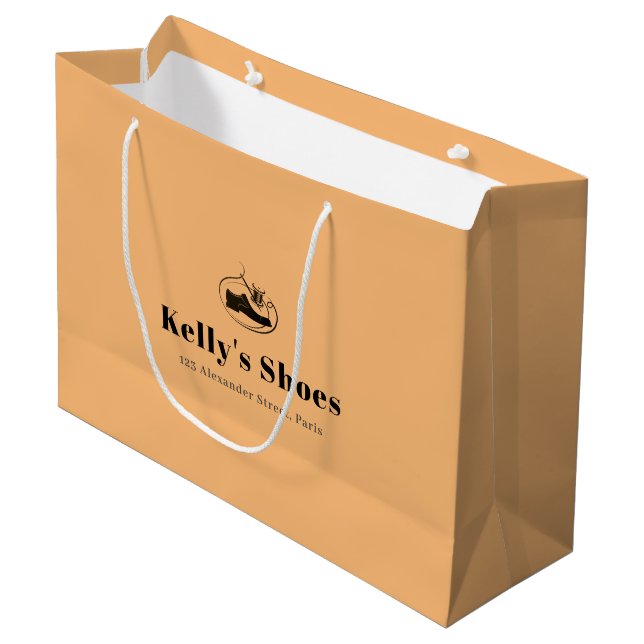 Grand Sac Cadeau Magnifique Entreprise Personnalisée Logo Shopping  (Devant Angle)