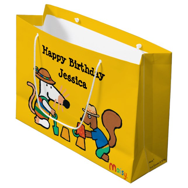 Grand Sac Cadeau Maisy avec l'anniversaire de coquilles (Devant Angle)