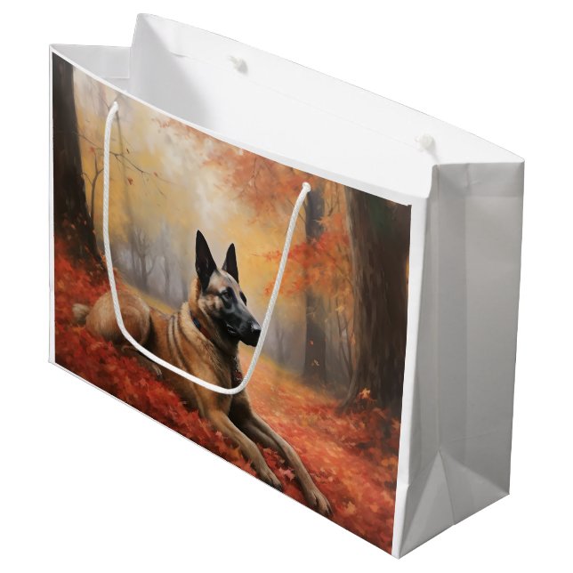 Grand Sac Cadeau Malinoi belge en automne Leaves Fall Inspire (Devant Angle)