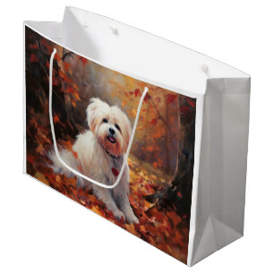 Grand Sac Cadeau Malti Tzu à l'automne Feuilles automne Inspire