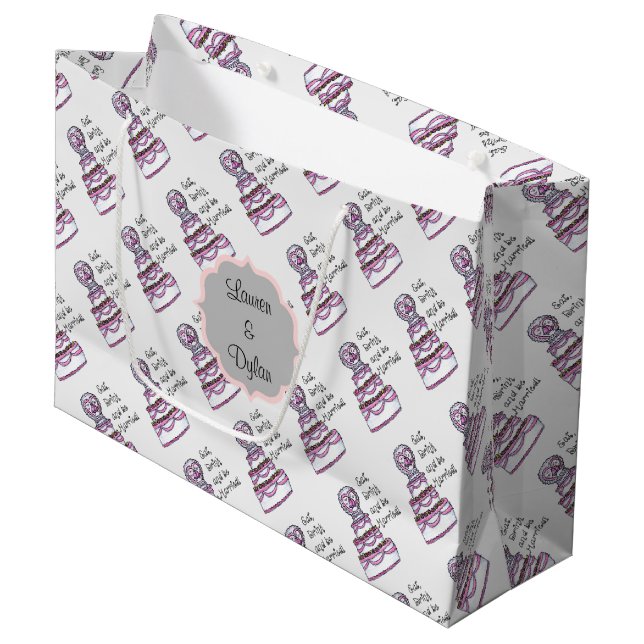 Grand Sac Cadeau Mangez, boisson et soyez grand marié personnalisé (Devant Angle)