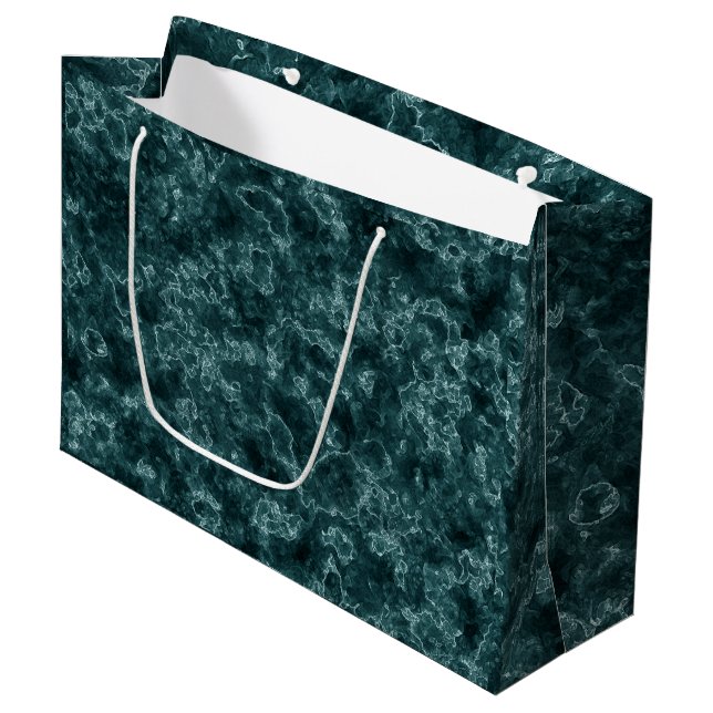 Grand Sac Cadeau Marbre noir turquoise (Devant Angle)