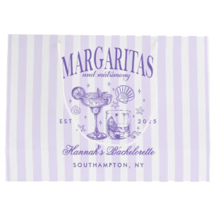 Grand Sac Cadeau Margaritas Rétro Modernes et Mariage Rayé Bach