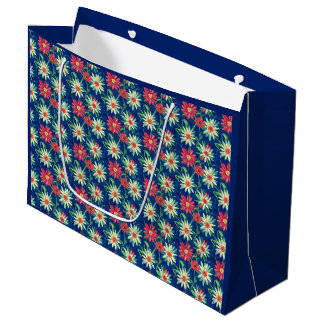 Grand Sac Cadeau Marguerites blanches et roses