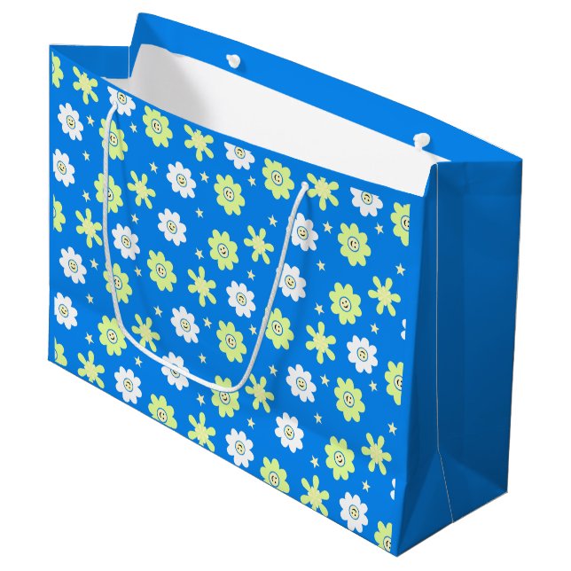 Grand Sac Cadeau Marguerites et étoiles (Devant Angle)