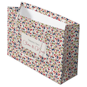 Grand Sac Cadeau Mariage Artistique Botanique Floral Paisley de Lux