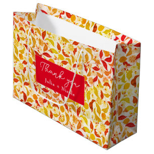 Grand Sac Cadeau Mariage de Feuillage Citronné Frais d'Amour