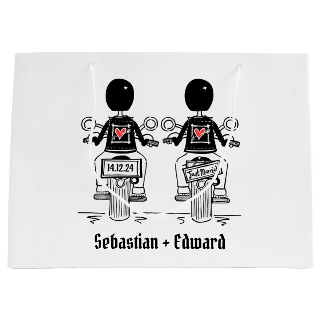 Grand Sac Cadeau Mariage de moto de deux chambres (Devant)