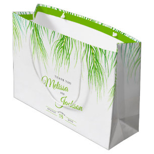 Grand Sac Cadeau Mariage de palme tropicale grâce au vert et au bla