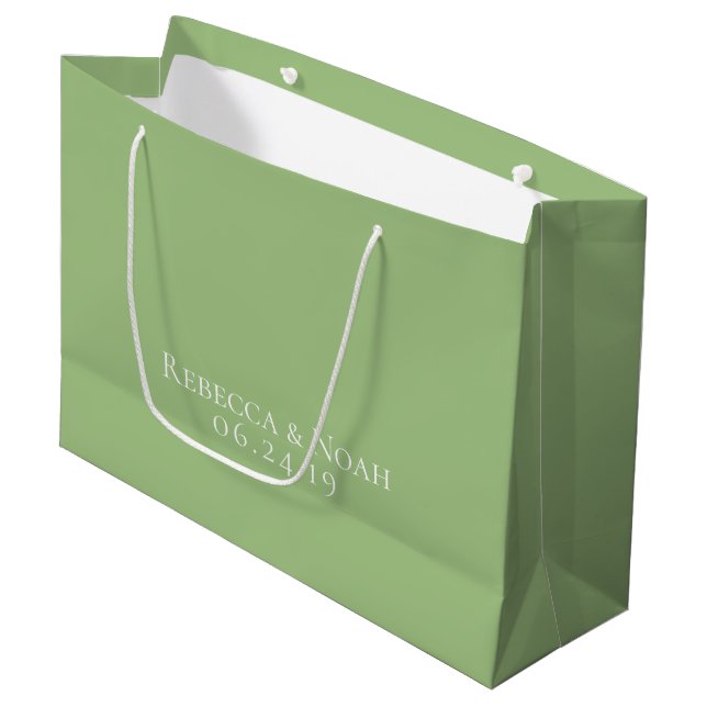 Grand Sac Cadeau Mariage de texte simple minimaliste élégant (Devant Angle)