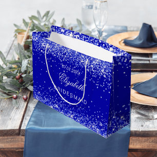 Grand Sac Cadeau Mariage du nom bleu royal de la servante