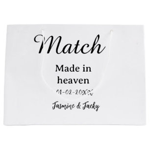 Grand Sac Cadeau Mariage fait au ciel nom date simple calligraphie
