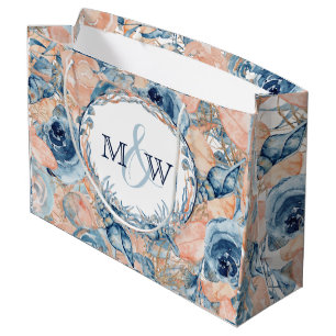 Grand Sac Cadeau Mariage nautique Roses de coquillages de plage