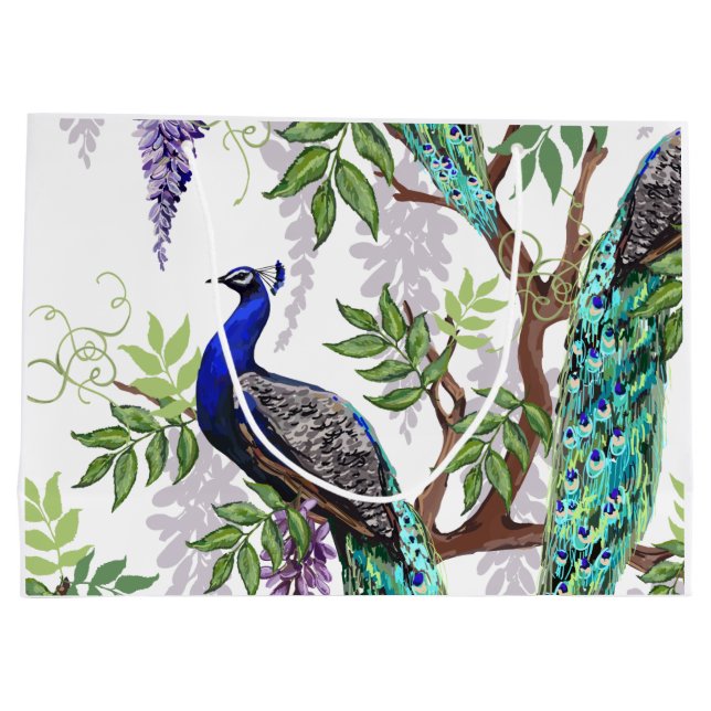 Grand Sac Cadeau Mariage Peacock (Dos)
