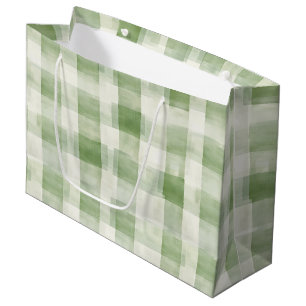 Grand Sac Cadeau Mariage Plaid Vert Crème de Ferme