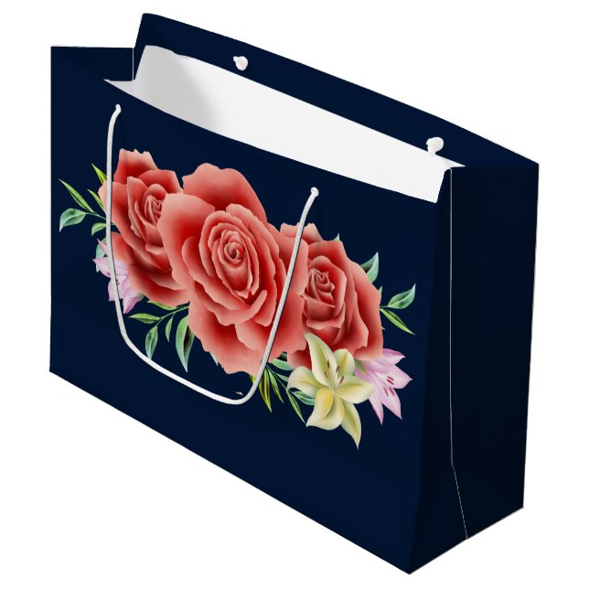 Grand Sac Cadeau Mariage rose (Devant Angle)
