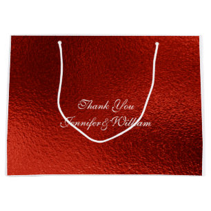 Grand Sac Cadeau Mariage royal personnalisé Rouge métallique brilla