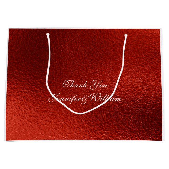 Grand Sac Cadeau Mariage royal personnalisé Rouge métallique brilla (Devant)