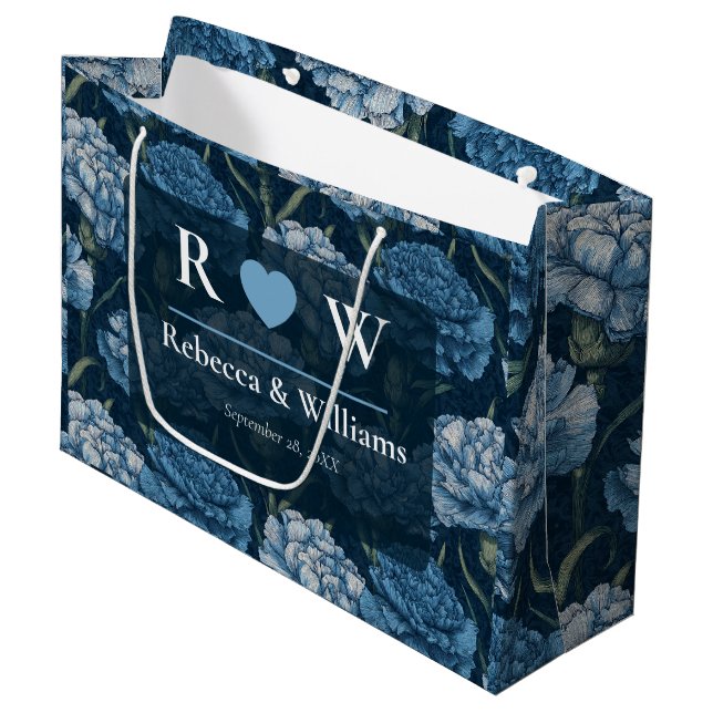 Grand Sac Cadeau Mariage Traditionnel Œillet Luxueux (Devant Angle)