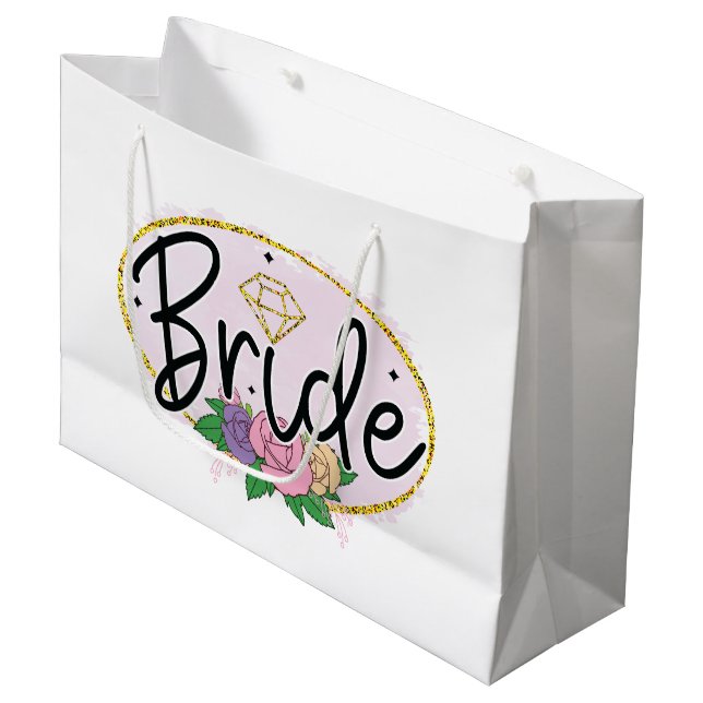 Grand Sac Cadeau Mariée de douche de mariage mignonne  (Devant Angle)