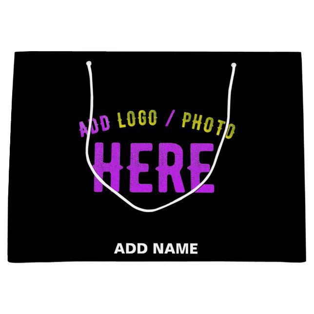 GRAND SAC CADEAU MARQUE PERSONNALISABLE NOIRE VERIFIEE DE STYLE MOD (Devant)