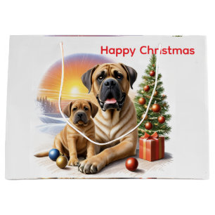 Grand Sac Cadeau Mastiff Dogues anglais Noël