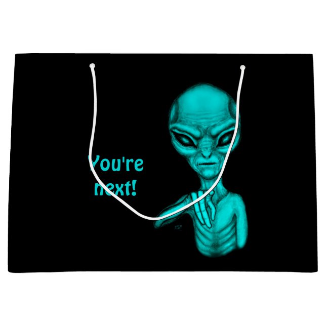 Grand Sac Cadeau Mauvais Alien, Tu es le prochain ! (Devant)