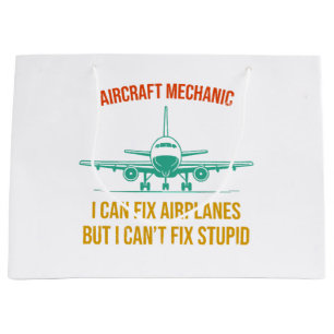 Grand Sac Cadeau mécanicien d'avion je peux réparer les avions mais