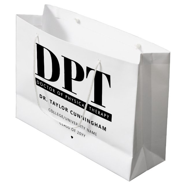 Grand Sac Cadeau Médecin DPT moderne personnalisé de thérapie physi (Devant Angle)
