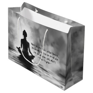 Grand Sac Cadeau Méditation Yoga Instructeur Lotus Pose Peinture à